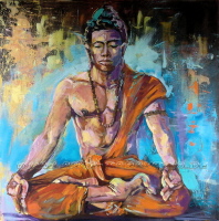 Buddha-Indien - Acryl auf Leinwand 100 x 100 cm
