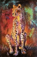 Cheetah Wildlife -Gepard - Acryl auf Leinwand 80 x 120 cm