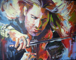 David Garrett- der Geigenrebell - Acryl auf Leinwand 80 x 100cm