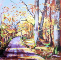 Herbstwald - Acryl auf Leinwand 80 x 80 cm