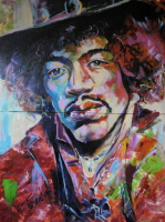Jimi Hendrix - Acryl auf leinwand 90 x 120 cm Diptychon