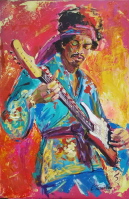 Jimi Hendrix ( serie Woodstock) Acryl auf Leinwand 80 x 120 cm