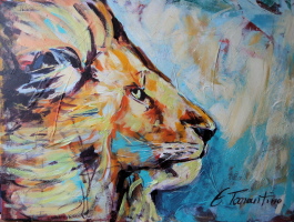 Lion by storm - Acryl auf Leinwand 60 x 80 cm