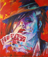 Pokerface -. Acryl auf Leinwand  70 x 80 cm