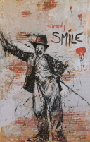 Simply smile ( Serie streetart) Dripping - Acryl auf Leinwand 90 x 140 cm