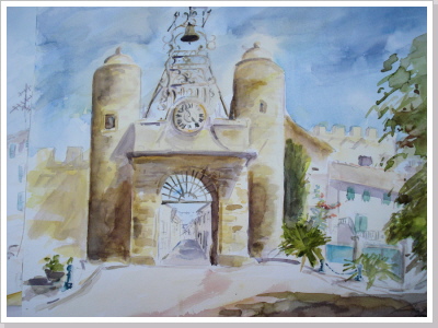 Stadtmauer in der Provence - Aqarell