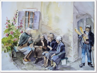 Frauenpower  in der Provence - Aquarell