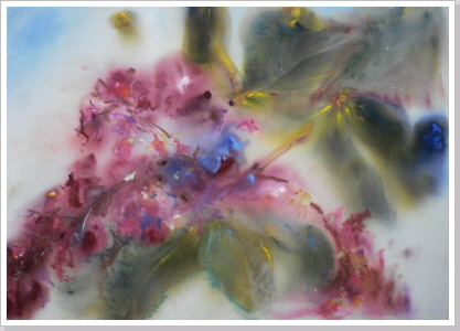 rote Kastanienblüten - Aquarell u. Quache auf Pastellpapier