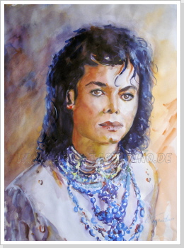 Michael mit blauer Kette - Aquarell  auf Bütten 65 x 48 cm